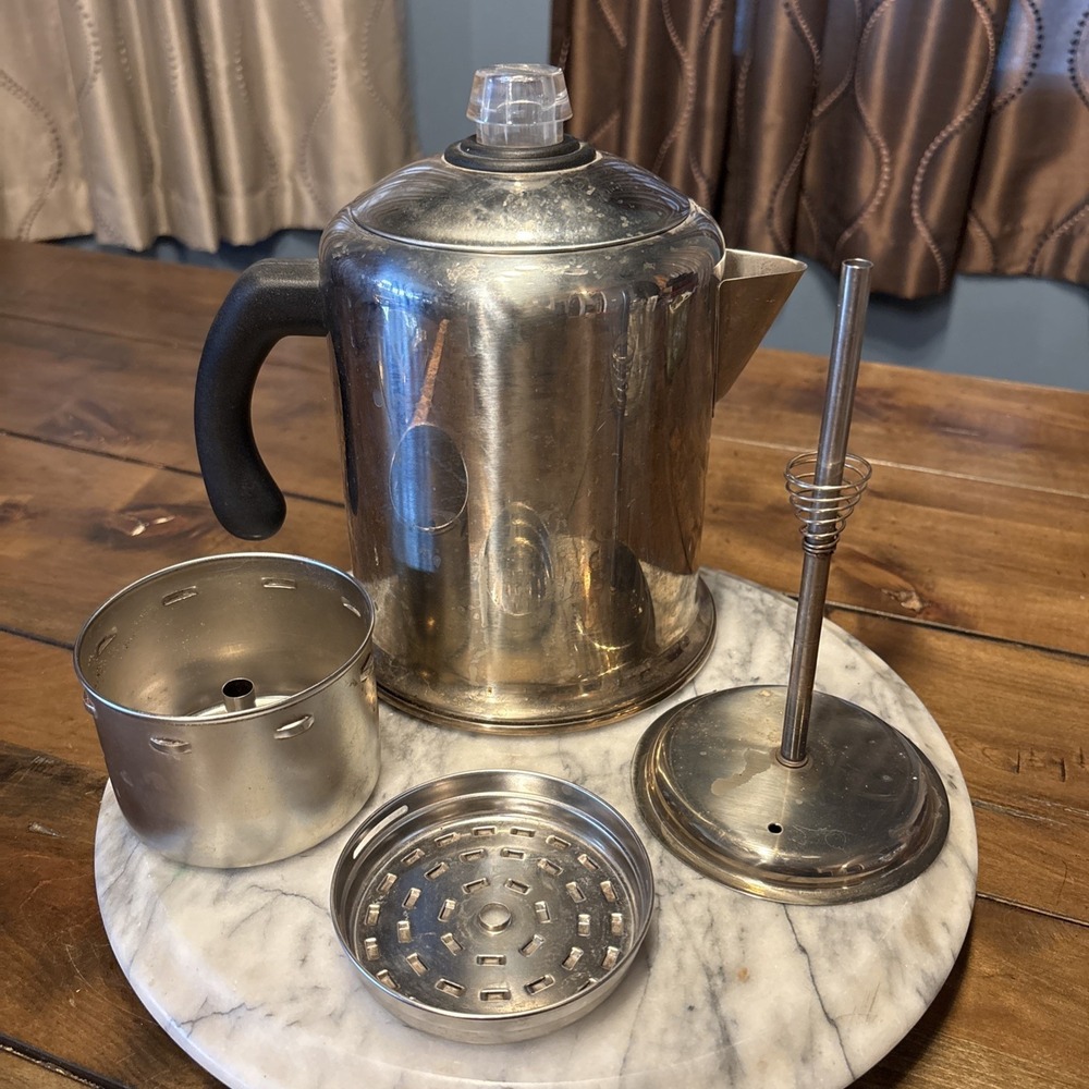 VTG Y2K 2002 Farberware TQQ02 Classic Stainless Steel Coffee Percolator